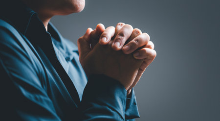 Christian life crisis prayer to god. Woman Pray for god blessing to wishing have a better life....
