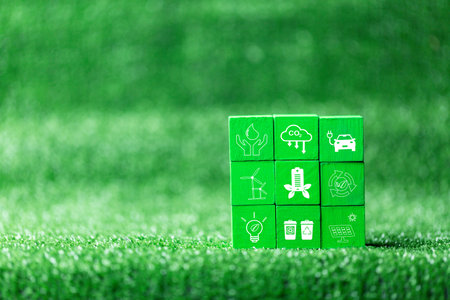 Reduce CO2 emissions to limit climate change and global warming. Low greenhouse gas levels, decarbonize, net zero carbon dioxide footprint. green nature background. Business carbon credit concept.の写真素材