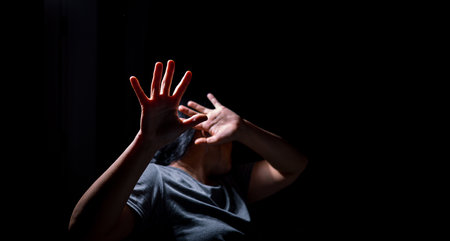 Stop Sexual abuse Concept, stop violence against Women, international women's day. Female stress...