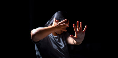 Stop Sexual abuse Concept, stop violence against Women, international women's day. Female stress...