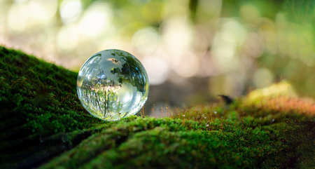 renewable energy light bulb with green energy, Earth Day or environment protection Hands protect forests that grow on the ground and help save the world, solar panelsの写真素材