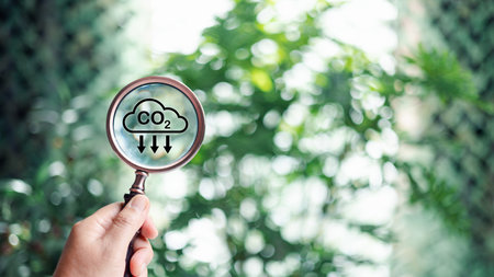 Developing sustainable CO2 concepts and low reduce CO2 emissions and carbon footprint to limit global warming and climate change. sustainable environmental management, Greenhouse from renewable energyの写真素材