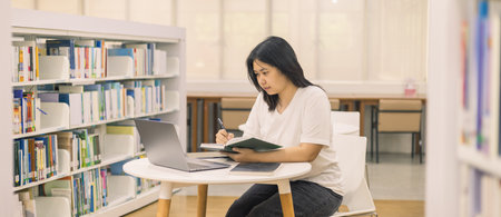 Young student eagerly enters the classroom, ready to immerse themselves in world of learning and education at college, studying books alongside their peers in university.の写真素材