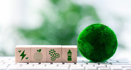 New technology in biodegradable plastic is being developed against background of increasing taxes on traditional plastics, protect nature by reducing pollution and cleaning our oceans and Earth.の写真素材