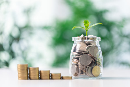 Concept of green tax into account environmental benefits of planting trees, balance economic growth with ecological health, thereby enhancing both income and wealth within a sustainable economy.の写真素材