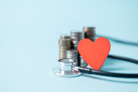 Concept of comprehensive health care includes medical professionals using stethoscopes to diagnose diseases, while health insurance ensures patients can access the necessary medicine and care.の写真素材