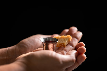 Sacred ceremony of Communion, Christians express their faith by partaking in holy bread, deepening...