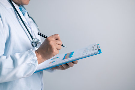 Doctor, equipped with a stethoscope, provided medical care to the patient at clinic, ensuring their health and well-being as a dedicated physician in the health care system. doctor, medical, health.の写真素材