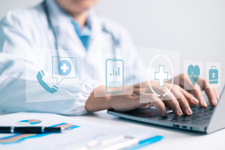 Technology have improved health care services, enabling doctors to provide better medicine and medical treatments in hospitals, insurance play crucial role in managing disease and health. health careの写真素材