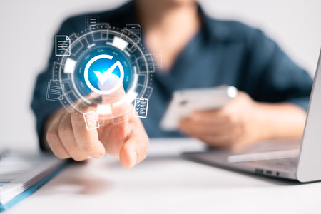 Approved certificate serves as guarantee of quality in business, ensuring client satisfaction and success with each document check. approved, check, quality, business, approval, certificate, documentの写真素材