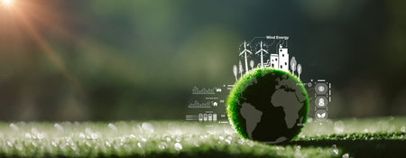 Investing in green energy is growing business concept driven by climate change, shaping economy and transforming industry. business, climate, green, change, invest, economy, concept, fund, energy.の写真素材