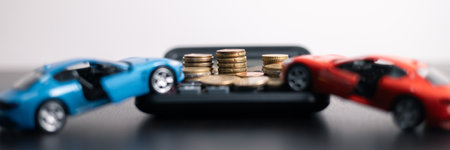 Finance bank tax expense accounting budget money businessman hand for Business expense analysis saving use car Financial calculate accountant close up calculator with graph chart write office deskの写真素材