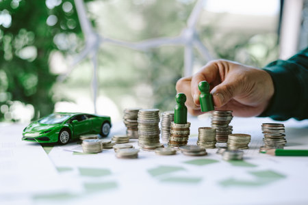 ESG strategies are driving business growth, boosting revenue and financial success by aligning economic goals with sustainable finance. growth, revenue, finance, economic, financial. green carの写真素材