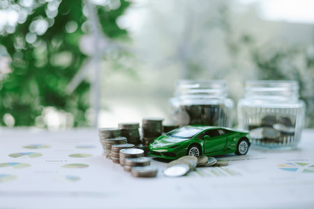 ESG strategies are driving business growth, boosting revenue and financial success by aligning economic goals with sustainable finance. growth, revenue, finance, economic, financial. green carの写真素材