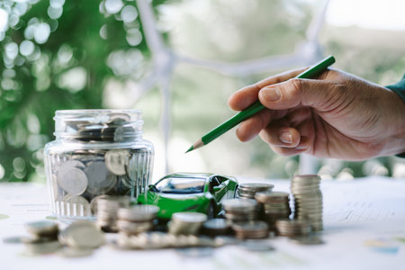 ESG strategies are driving business growth, boosting revenue and financial success by aligning economic goals with sustainable finance. growth, revenue, finance, economic, financial. green carの写真素材