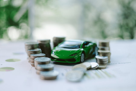 ESG strategies are driving business growth, boosting revenue and financial success by aligning economic goals with sustainable finance. growth, revenue, finance, economic, financial. green carの写真素材