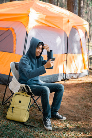Future remote work combines technology nature smart phone enable e-learning productivity while traveling blending comfort modern devices serenity computer equipment business connection natural worldの写真素材