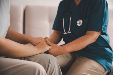 Hand and deep empathy, doctor offers medicine, support and hope to every patient, building trust...