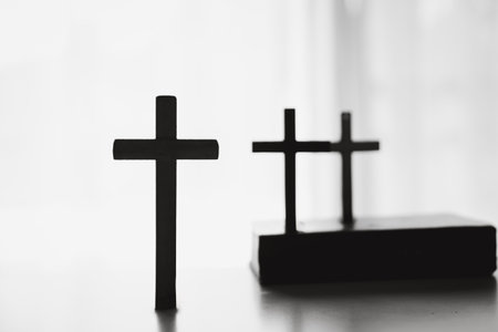 Crown of thorns is holy symbol in Christianity, representing sacrifice of Jesus Christ as described in Bible and serving as powerful reminder of faith, religion, spirituality and meaning of Easter.の写真素材