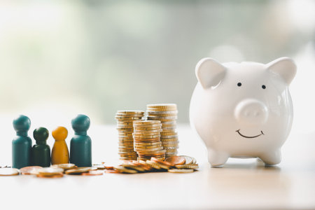 Money box filled with coins, saving cash, banking wisely, making sound investments can build...