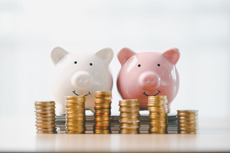 Money box filled with coins, saving cash, banking wisely, making sound investments can build financial wealth, personal finance and overall economy through proper business and currency management.の写真素材