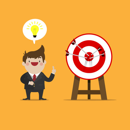 businessman with an idea for successful business. cute flat vector style.のイラスト素材