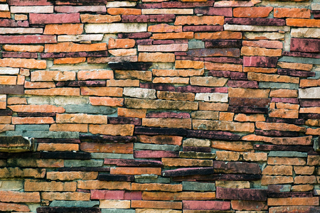warm tone brick wall texture background, old, dirty and grunge brick wall texture for outdoor use.の写真素材