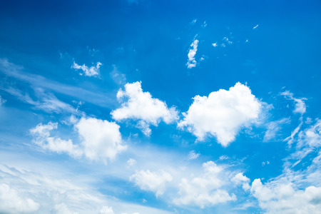 Beautiful blue sky with a fluffy clouds in summer.の写真素材