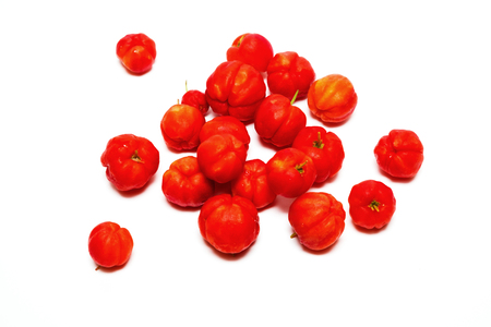 Raw and Fresh Asian Cherries on iSolated White Background.の写真素材