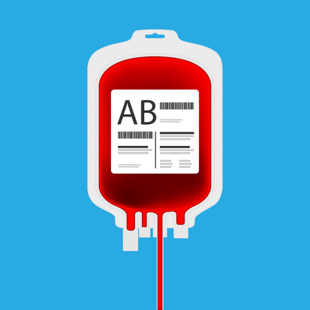 Plastic Blood Bag isolated with full of blood inside. Live giving or Blood donation concept.のイラスト素材
