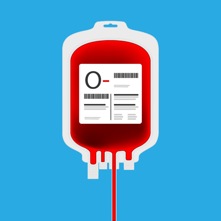 Plastic Blood Bag isolated with full of blood inside. Live giving or Blood donation concept.のイラスト素材
