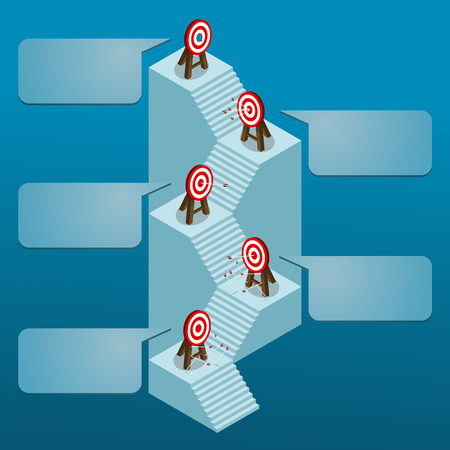 Step Of Successful Goal Target Attempt, Simple Flat Vector Style in iSometric.のイラスト素材