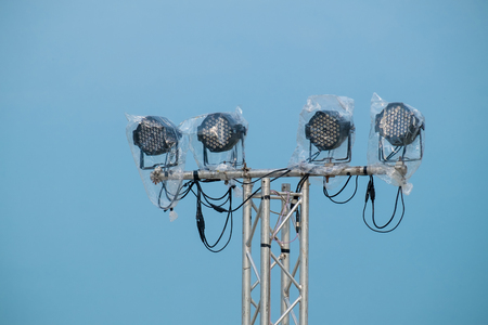LED Par Lights on the Steel Post for Outdoor Concert Event.の写真素材