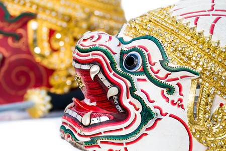 Hanumarn Hua Khon (Thai Traditional Mask) the Main Character of Ramayana Epic Saga.の写真素材
