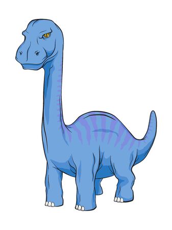 Apatosaurus Dinosaur, Long Neck Creature Monster in an Ancient Nature. Vector Color and Line work cartoon Illustration.のイラスト素材