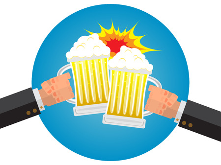 Businessman Hangover with Beer on Friday Night, Happy Beer Day Vector.のイラスト素材