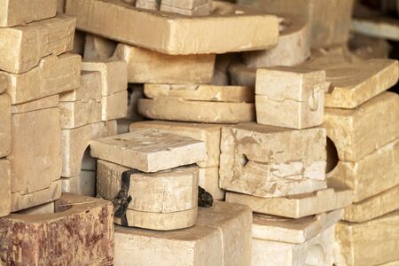 Many Clay Moulding Block Making in the Ceramics Factory.
