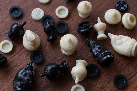 Concept picture of Thai chess characters representing war and death of soldiers.