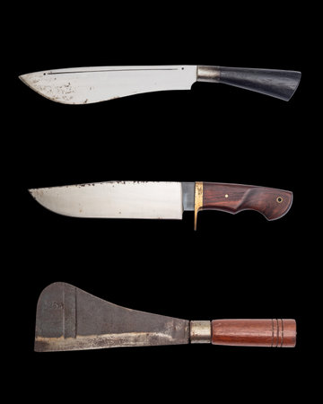 Various Type of Big Knife on iSolated Black Background.の写真素材