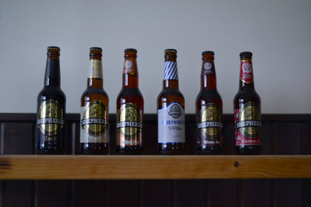 BIRZEIT, ISRAEL - MARCH 27, 2019: Birzeit Brewery Shepherds Beer bottles (Palestine)