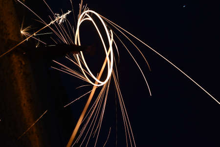 Sparks from metal welding. High quality photo