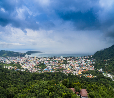Patong beach in Phuket province is the international famous place for vacation the beach is very beautiful and long curved beach inside Patong gulf.の写真素材