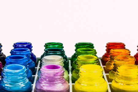 Poster paint is a distemper paint that usually uses a type of gum water or glue size as its binder. It is normally a cheap paint used in theatrical backdrops or in grade school art classes.の写真素材