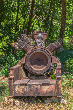 Pump machine Trucks Used in mining. Was set up in the lawn. Of these, some of us do not use rusty pieces.の写真素材