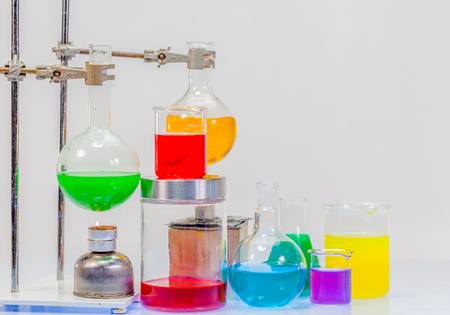 Equipment of distillation in laboratory experiments in chemical blendingの写真素材
