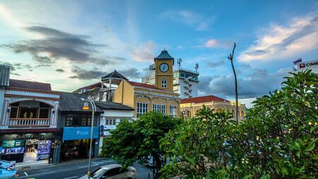 Phuket,Thailand-January,01,2017: aerial photography above Charter intersection there have the antique architect in the middle of Phuket city.のeditorial素材