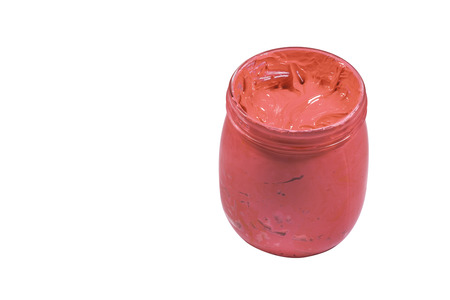 Plastic Pink color of plastisol ink with clipping path. screen printing ink for print on tee shirts...