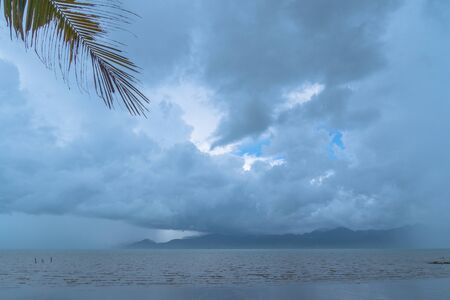 white cloud in blue sky  at  black beach view point Trat Thailandの写真素材