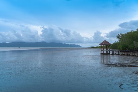 white cloud in blue sky  at  black beach view point Trat Thailand