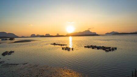 aerial view archipelago in Phang Nga gulf in the morningの写真素材